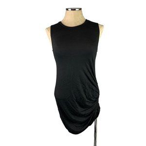 Medium Antistar Black Soft Jersey Knit Dress Sleevelsss Rouched Tie Side